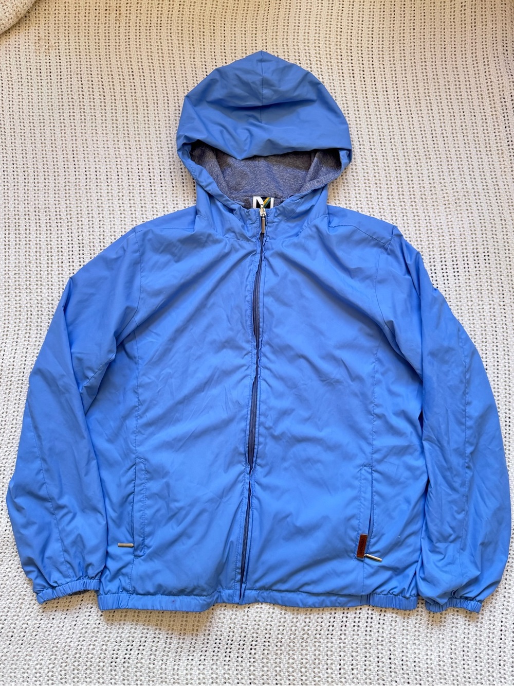 Voyager Light Blue Hooded Windbreaker Jacket Size S Reversible